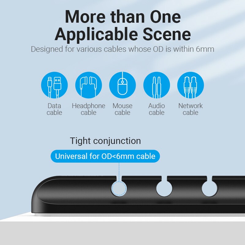 Set 2 bucati, Manager de cabluri negru cu 5 porturi, Vention - eMAG.ro