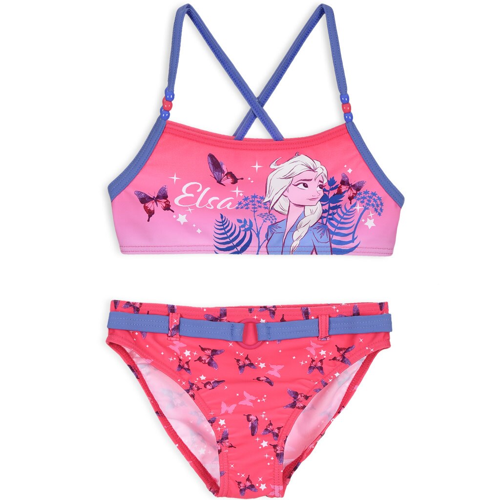 Costum de baie 2 piese cu fluturi Frozen Disney 8381, Fucsia