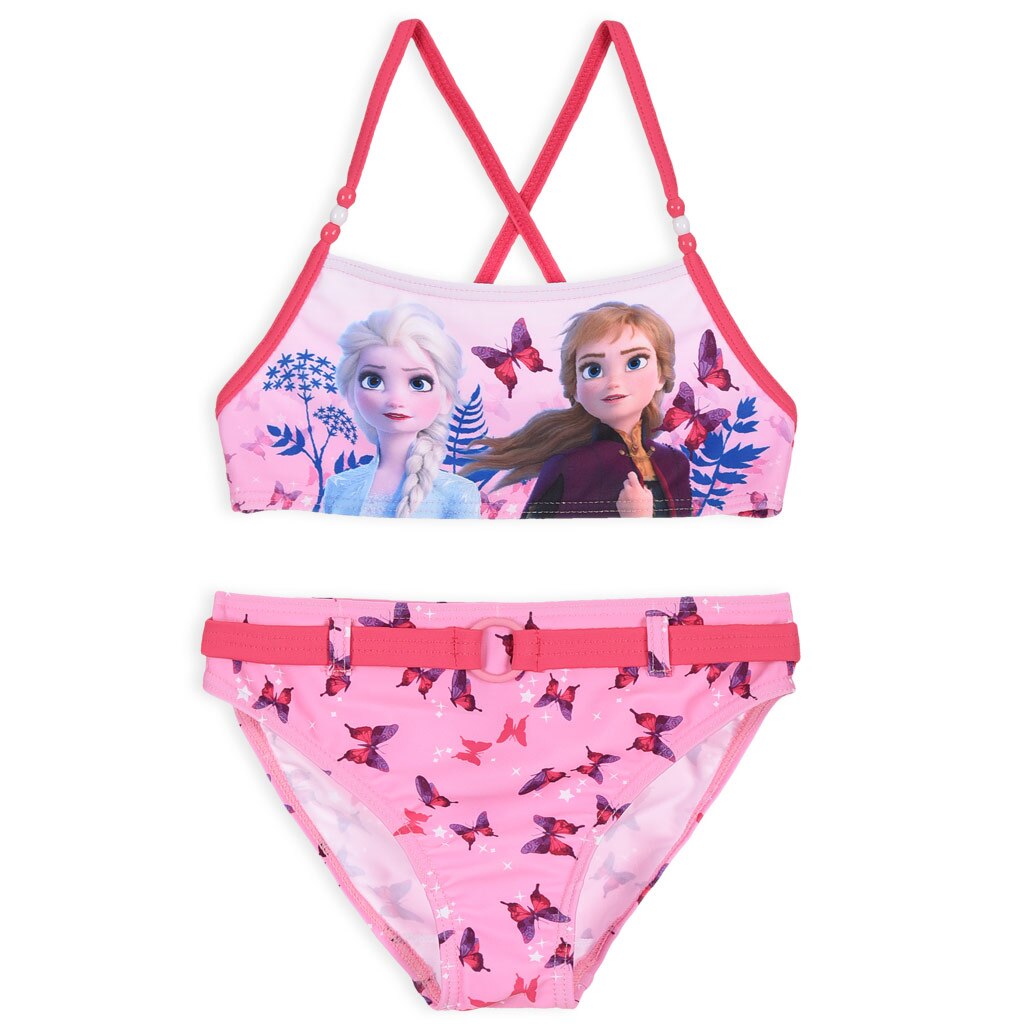 Costum de baie 2 piese cu fluturi Frozen Disney 8381, Roz