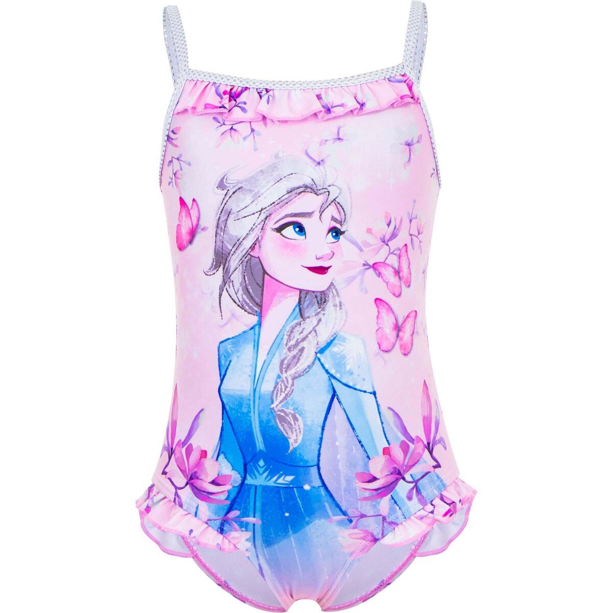 Costum de baie intreg cu volanase Frozen Disney 8405, Roz deschis
