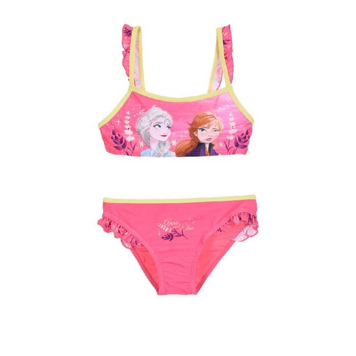 Costum baie 2 piese cu volane Frozen Disney 8531, Roz