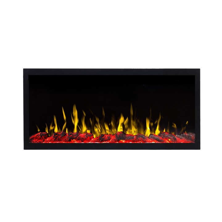 Semineu electric liniar incorporabil 3D Aflamo Pride S115 Negru cu sunet