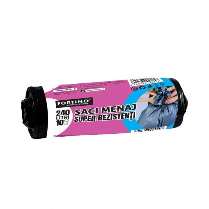 Rola 10 Saci Menajeri Fortino, 240 L, Negru