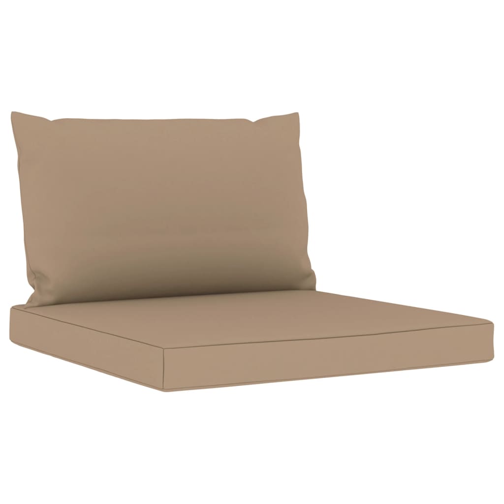 Set 2 perne pentru canapea de gradina, din paleti, vidaXL, Textil, 60 x 60 x 6 cm, 120 g/m², Gri Taupe