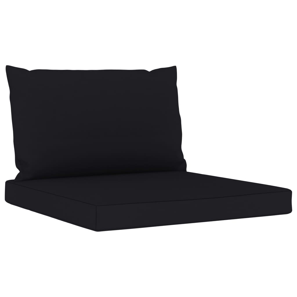 Set 2 perne pentru canapea de gradina, din paleti, vidaXL, Textil, 60 x 60 x 6 cm, 120 g/m², Negru