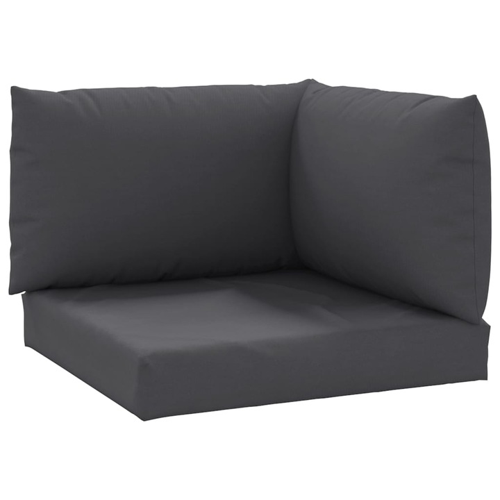 Set perne canapea din paleti vidaXL, 3 buc., antracit, tesatura Oxford, 60 x 60 x 8 cm, 1.9 kg