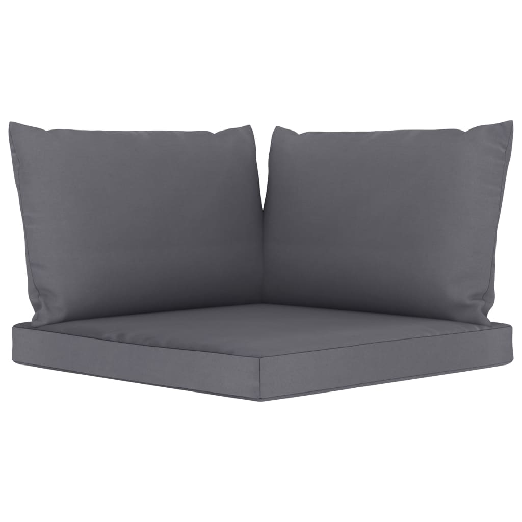 Set 3 perne pentru canapea de gradina, din paleti, vidaXL, Textil, 60 x 60 x 6 cm, 120 g/m², Antracit