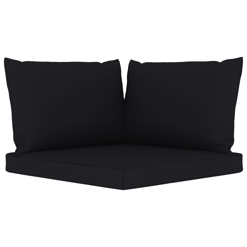 Set 3 perne pentru canapea de gradina, din paleti, vidaXL, Textil, 60 x 60 x 6 cm, 120 g/m², Negru