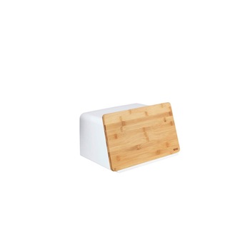 Cutie pentru paine cu tocator din lemn de bambus KUBO, Alb, 35x26,5x20,5 cm, WENKO Cutie pentru paine cu tocator din lemn de bambus KUBO, Alb, 35x26,5x20,5 cm, WENKO