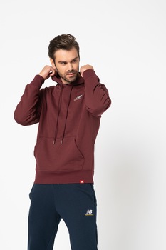 New Balance, Hanorac relaxed fit cu logo brodat Essentials, Visiniu New Balance, Hanorac relaxed fit cu logo brodat Essentials, Visiniu