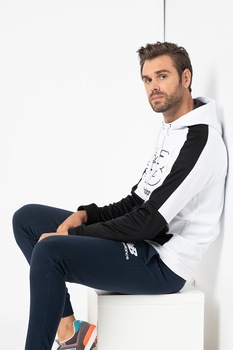 New Balance, Hanorac din fleece pentru antrenament Tenacity, Alb optic/Negru New Balance, Hanorac din fleece pentru antrenament Tenacity, Alb optic/Negru