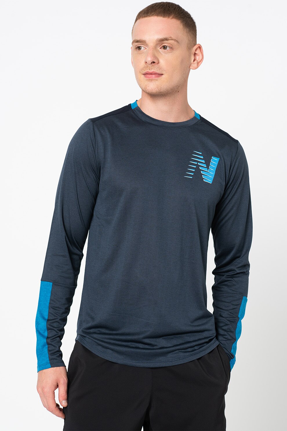 New Balance, Bluza cu imprimeu pentru alergare Fast Flight Athletic Fit, Bleumarin, S