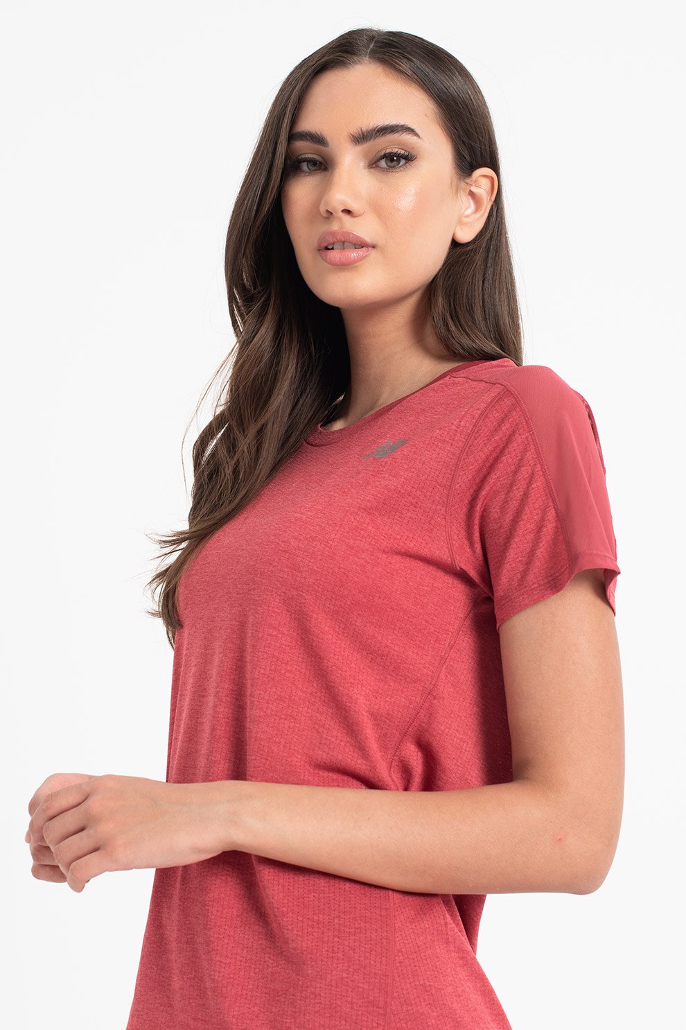 New Balance, Tricou de plasa pentru alergare Impact Run, Rosu stins