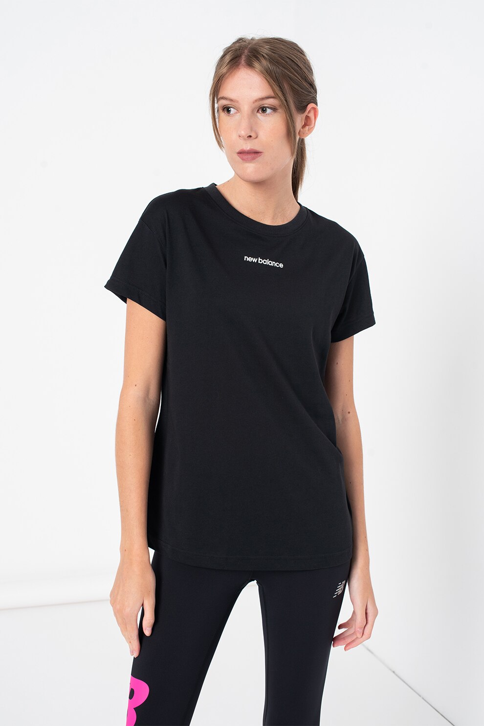 New Balance, Tricou relaxed fit pentru antrenament Relentless Crew, Negru/Alb