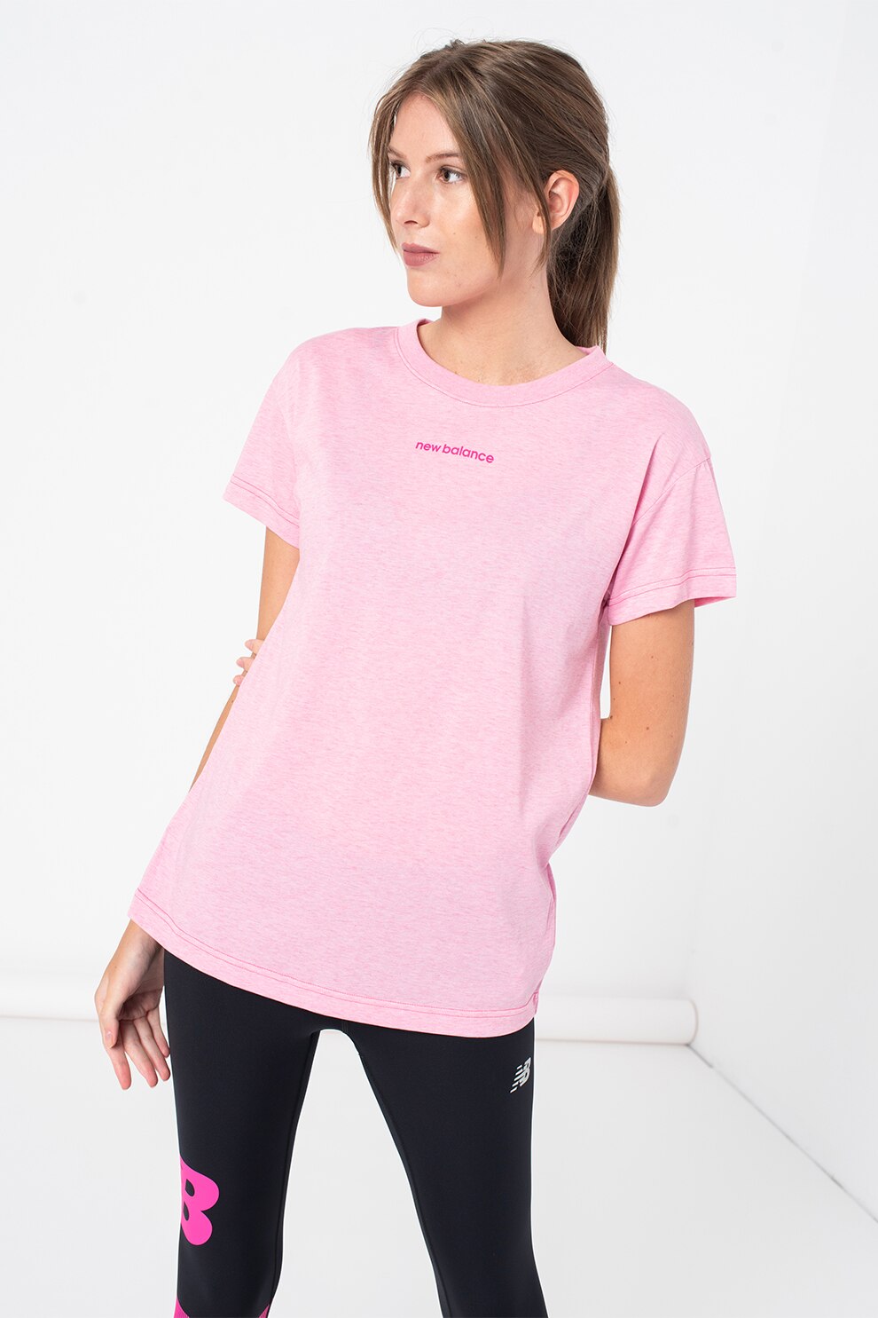 New Balance, Tricou relaxed fit pentru antrenament Relentless Crew, Roz