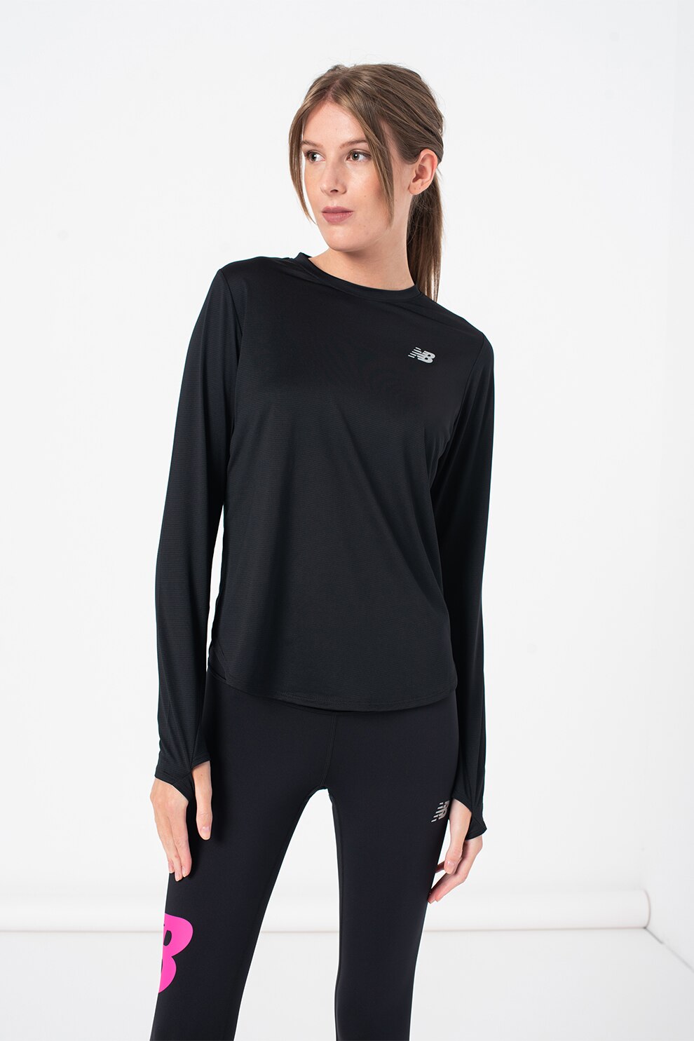New Balance, Bluza cu decolteu la baza gatului pentru alergare Accelerate, Negru