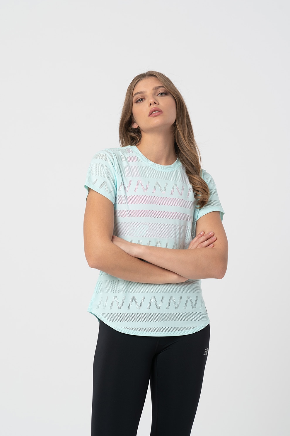 New Balance, Tricou din material jacquard pentru alergare Q Speed, Verde menta