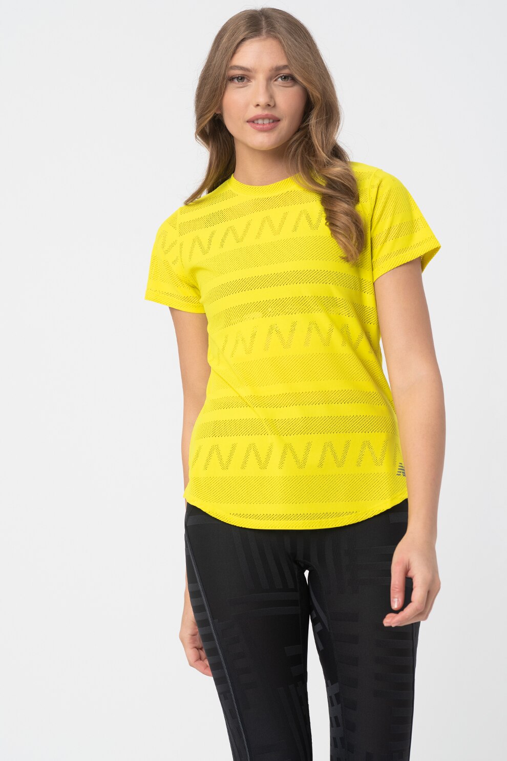 New Balance, Tricou din material jacquard pentru alergare Q Speed, Galben