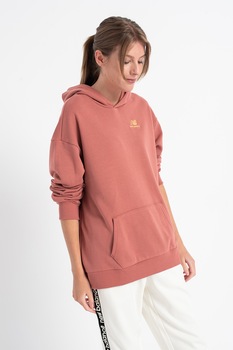 New Balance, Hanorac supradimensionat de bumbac cu maneci cazute, Roz prafuit/Alb New Balance, Hanorac supradimensionat de bumbac cu maneci cazute, Roz prafuit/Alb