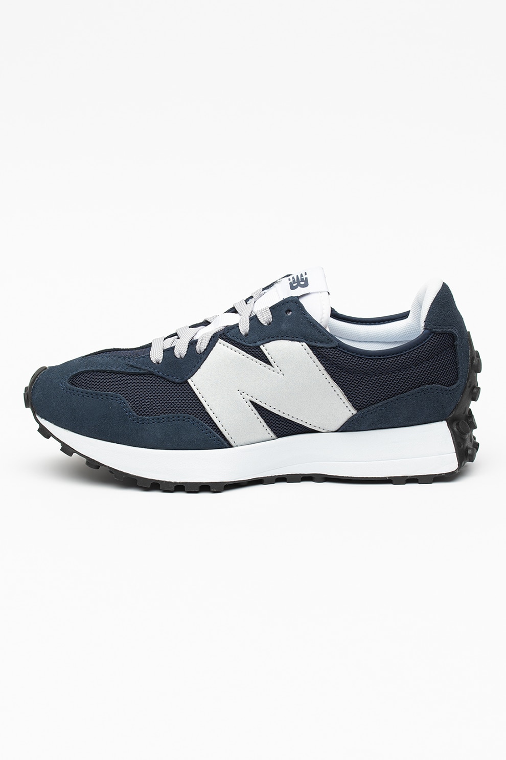 New Balance, Pantofi sport de piele intoarsa cu insertii de plasa 327, Bleumarin