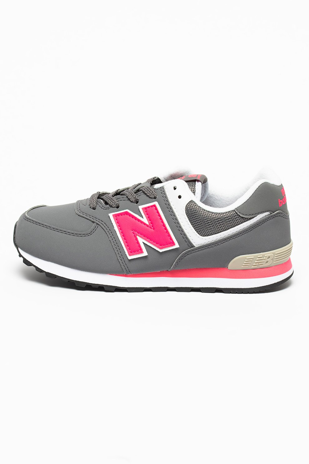 New Balance, Pantofi sport de piele ecologica 574, Gri