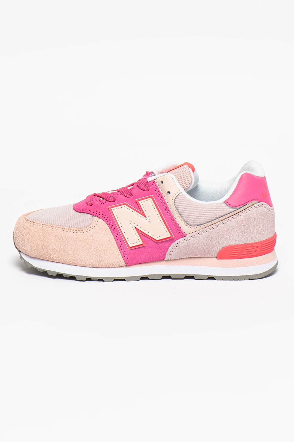 New Balance, Pantofi sport cu garnituri din piele intoarsa 574, Roz