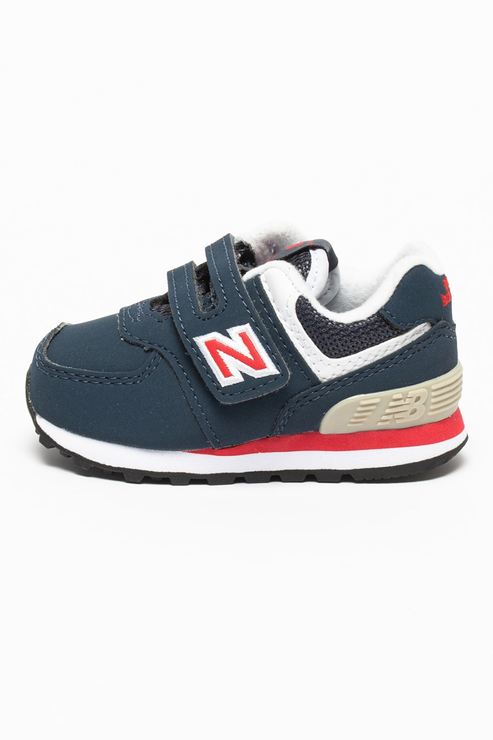 New Balance, Pantofi sport de piele ecologica cu velcro 574, Bleumarin