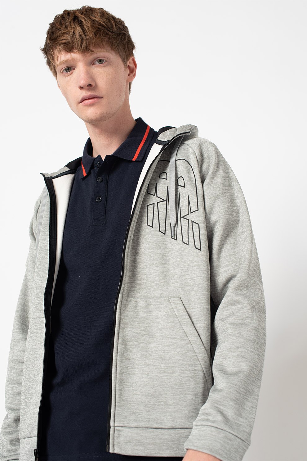 New Balance, Jacheta cu gluga pentru antrenament Tenacity, Gri melange/Negru