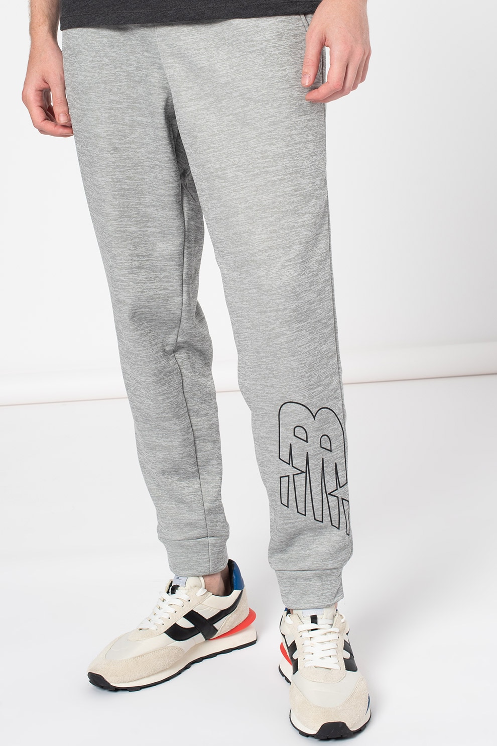 New Balance, Pantaloni din fleece pentru antrenament Tenacity Performance, Gri melange/Negru