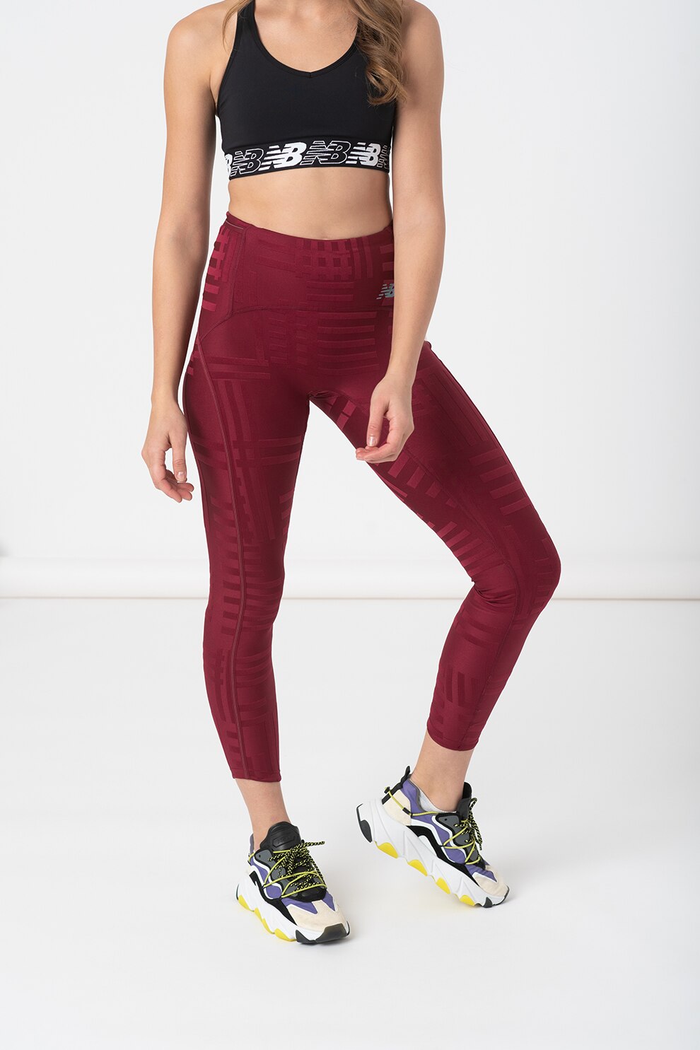 New Balance, Colanti cu talie inalta pentru alergare Q Speed, Violet pruna