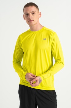 New Balance, Bluza cu decolteu la baza gatului si imprimeu pentru alergare Accelerate, Verde lime New Balance, Bluza cu decolteu la baza gatului si imprimeu pentru alergare Accelerate, Verde lime
