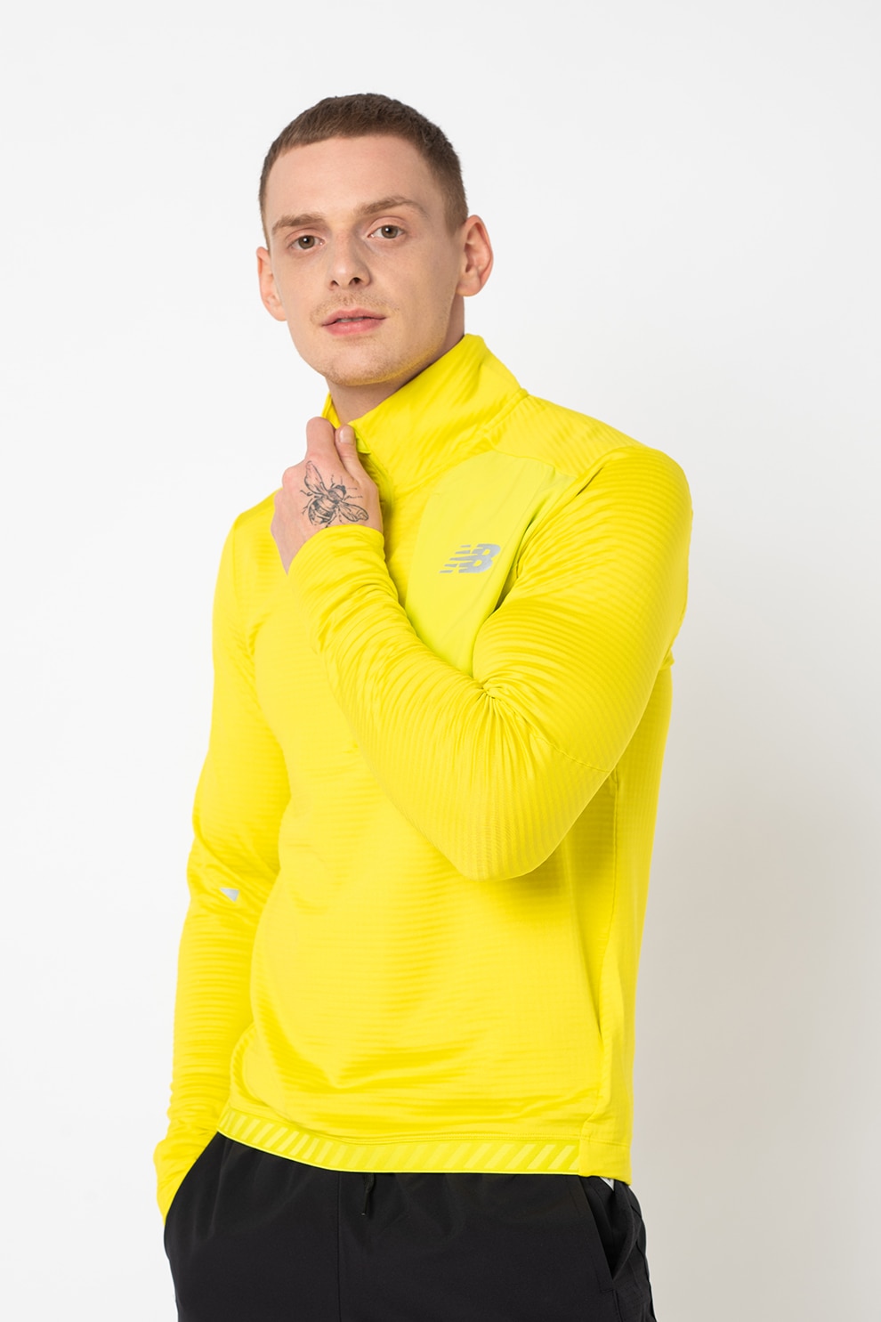 New Balance, Bluza cu fenta cu fermoar, pentru alergare Impact Grid, Galben