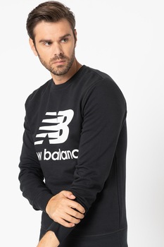 New Balance, Bluza sport cu imprimeu logo supradimensionat Essentials, Negru New Balance, Bluza sport cu imprimeu logo supradimensionat Essentials, Negru