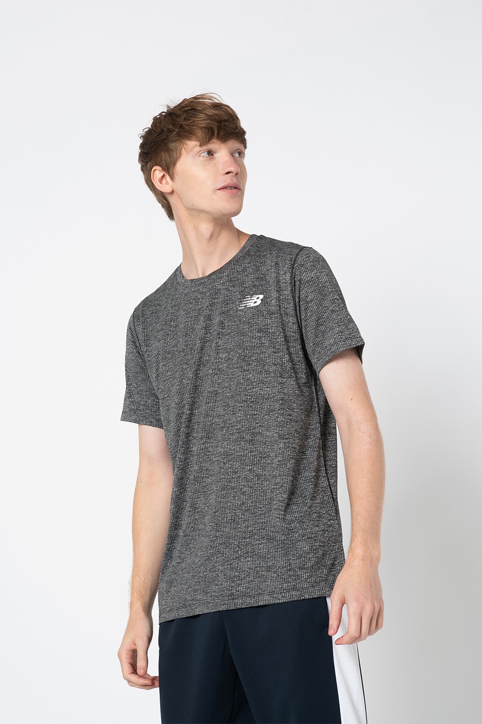 New Balance, Tricou pentru fitness Tenacity, Gri melange