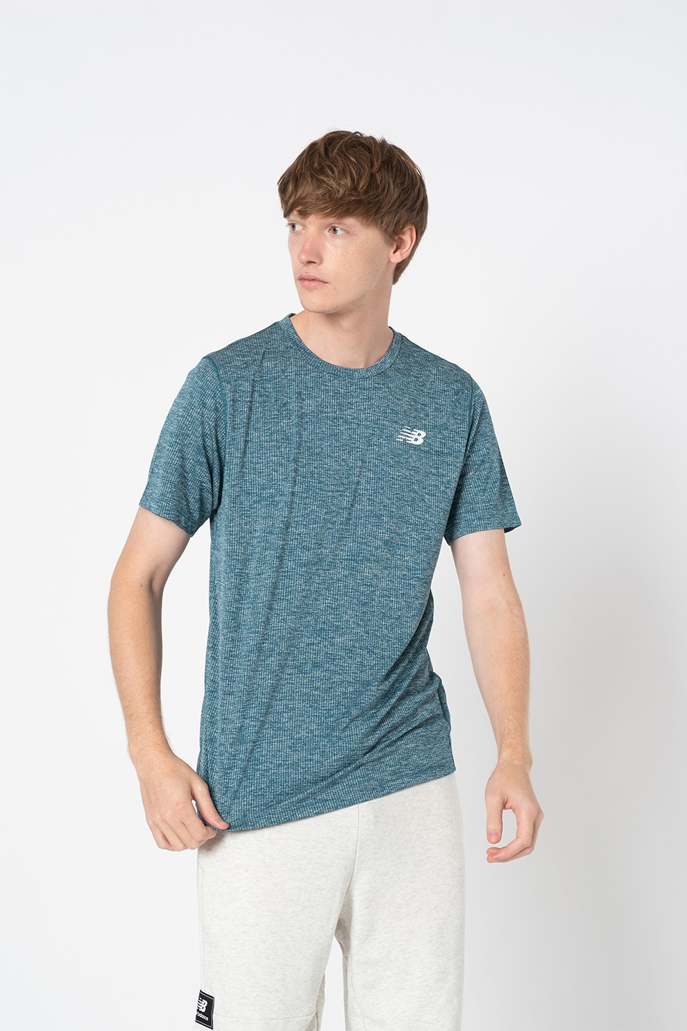 New Balance, Tricou pentru fitness Tenacity, Verde melange