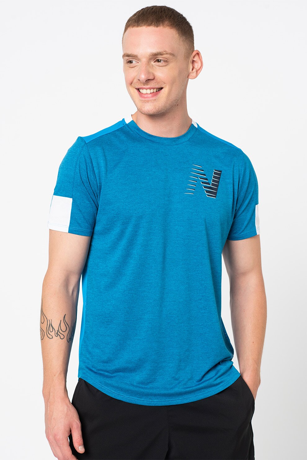 New Balance, Tricou cu imprimeu pentru alergare Fast Flight Athletic Fit, Albastru