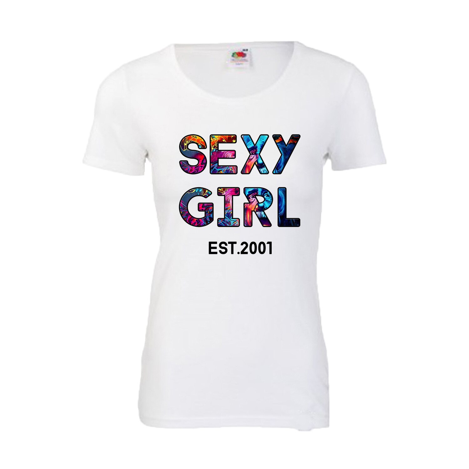 Tricou dama personalizat aniversar Sexy girl est. 2001, alb, S