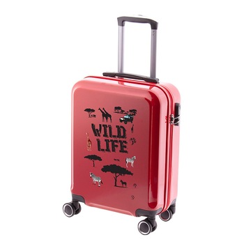 Troler Cabina, Gladiator, Art, Policarbonat, 4 Roti Duble, MG 7910 - 55 cm, Rosu, Imprimeu Wild Life Troler Cabina, Gladiator, Art, Policarbonat, 4 Roti Duble, MG 7910 - 55 cm, Rosu, Imprimeu Wild Life