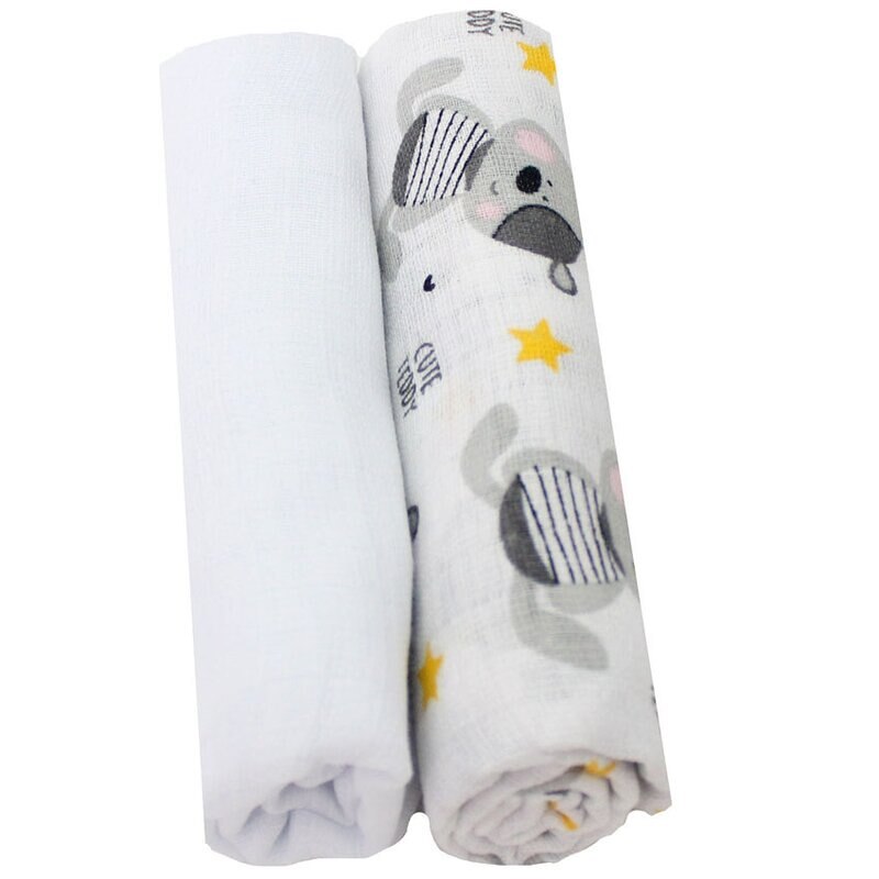 Set 2 scutece, muselina, Cute Teddy, alb, 75 x 70 cm