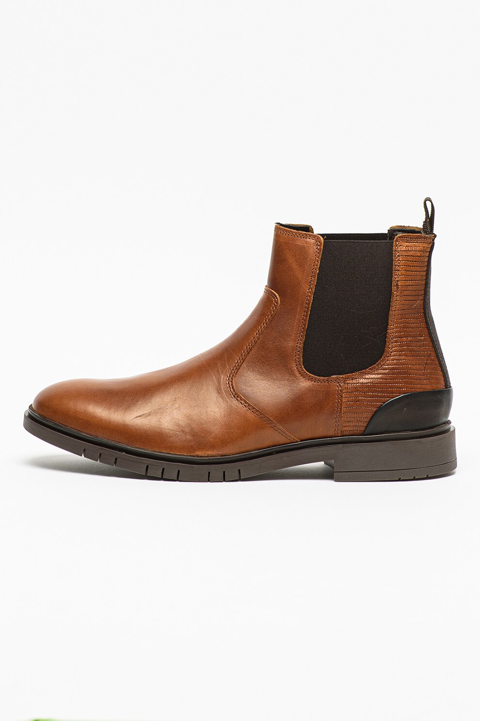 Bullboxer, Ghete Chelsea din piele cu garnituri cu aspect de piele de reptila, Scortisoara