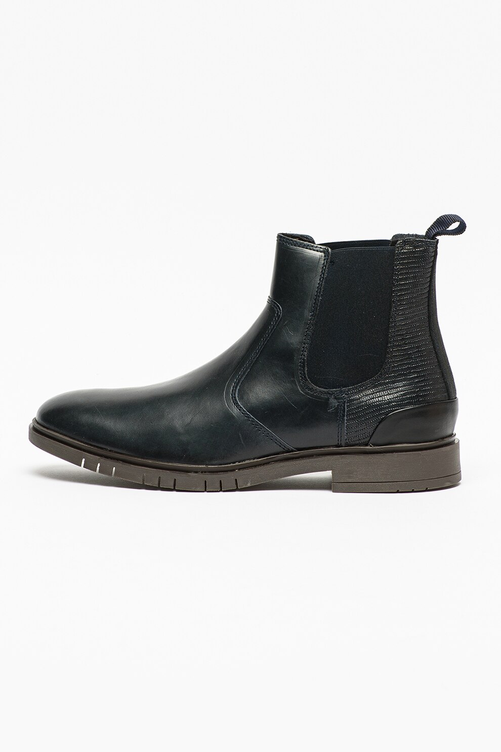Bullboxer, Ghete Chelsea din piele cu garnituri cu aspect de piele de reptila, Bleumarin