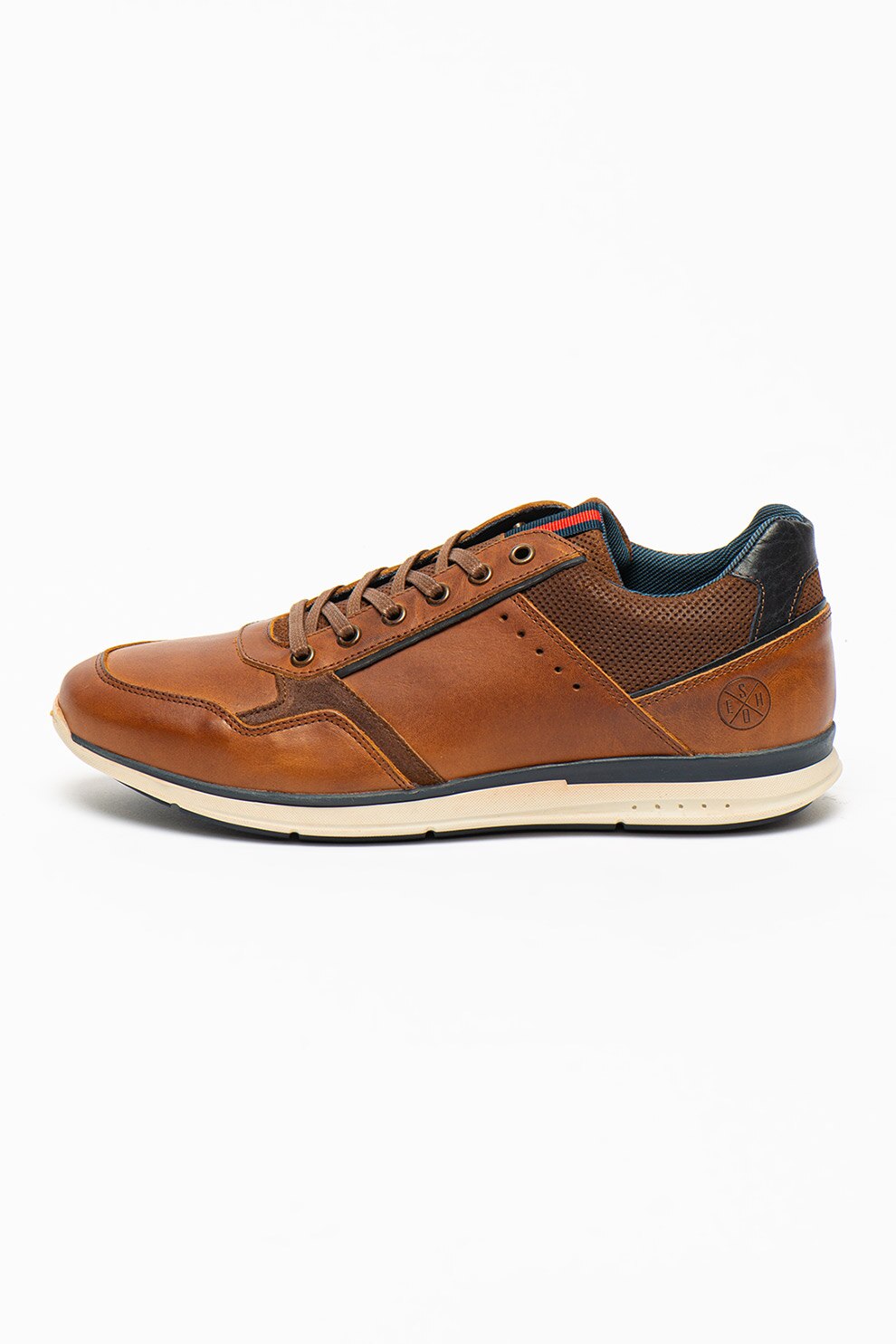 Bullboxer, Pantofi sport low-top de piele cu perforatii, Maro