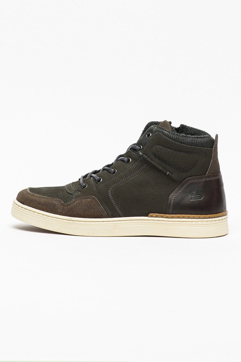 Bullboxer, Pantofi sport inalti cu detalii din piele 887K51076A, Gri inchis