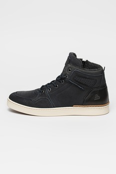 Bullboxer, Pantofi sport mid-high cu insertie din material textil, Bleumarin Bullboxer, Pantofi sport mid-high cu insertie din material textil, Bleumarin