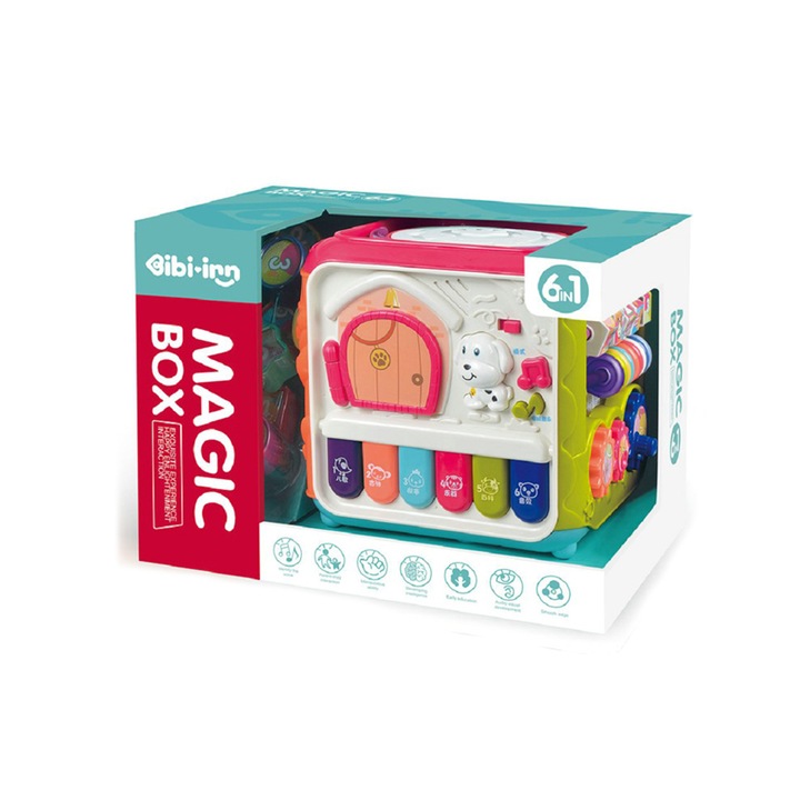 Zenés játék gyerekeknek Flippy, a szuper kocka 6 dinamikus tevékenységgel, interaktív, sokszínű