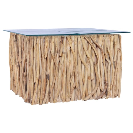 Masuta de cafea cu blat din sticla din lemn masiv de tec vidaXL,Lemn de tec, 66 x 66 x 40 cm ,Maro