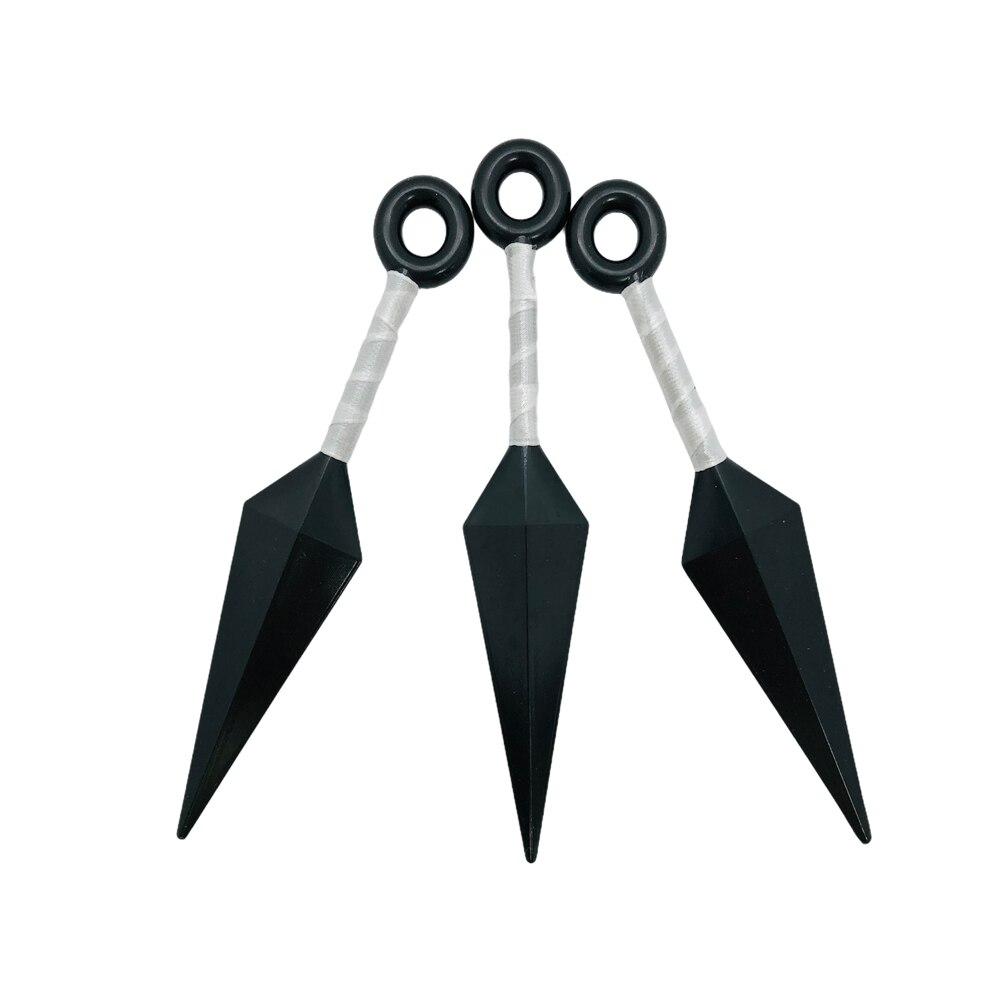 Set 3 cutite din plastic, Shop Like A Pro®, Kunai Naruto, Negru/Alb, 13 cm