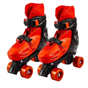 Set patine cu rotile, casca, cotiere si genunchiere, Rosu, M (31-34), Robentoys Set patine cu rotile, casca, cotiere si genunchiere, Rosu, M (31-34), Robentoys