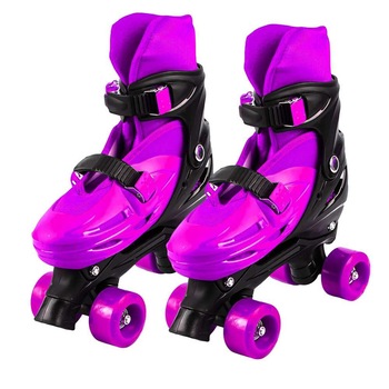 Set patine cu rotile, casca, cotiere si genunchiere, Roz, M (31-34), Robentoys Set patine cu rotile, casca, cotiere si genunchiere, Roz, M (31-34), Robentoys