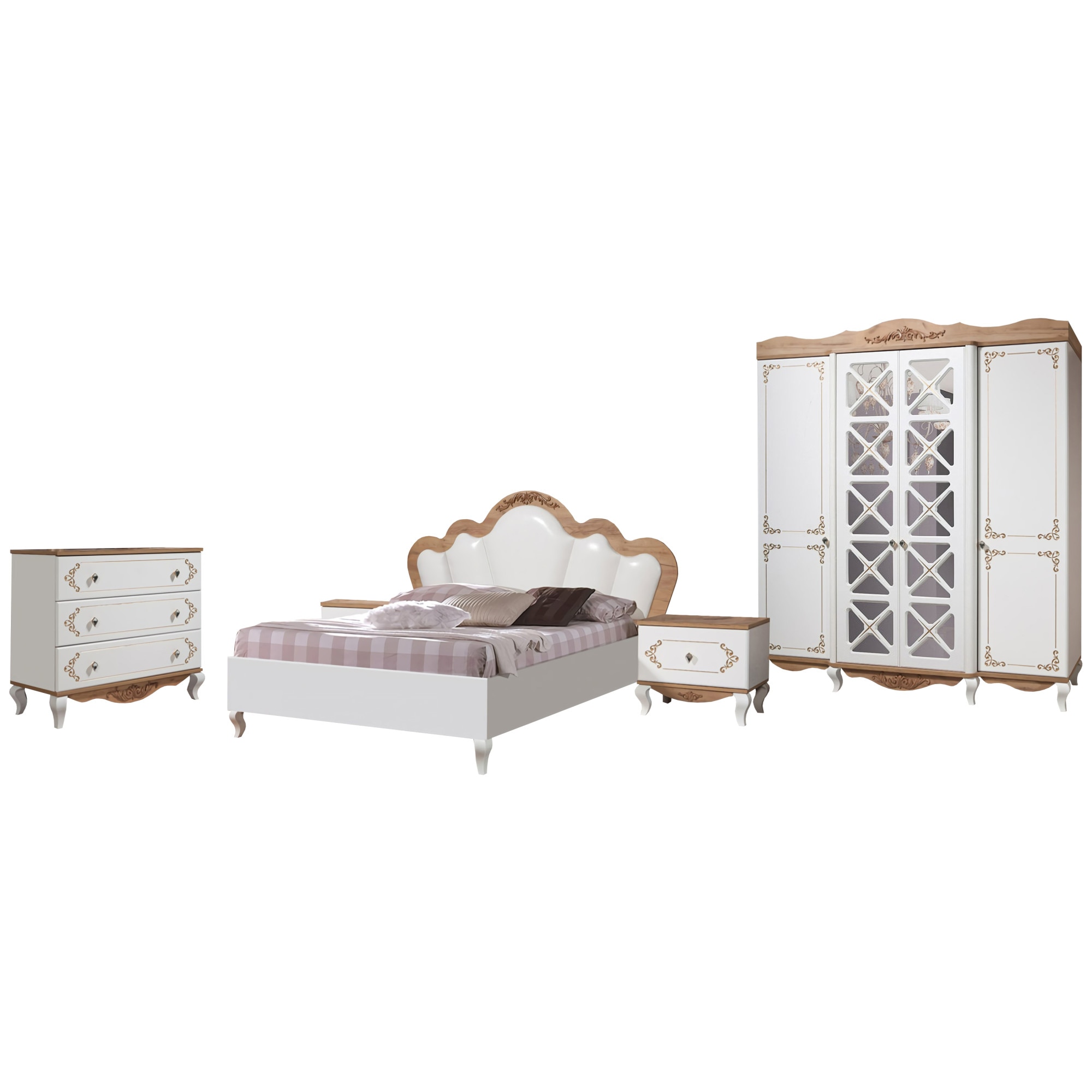 Set Dormitor Nellie, 194x63x229cm, Alb